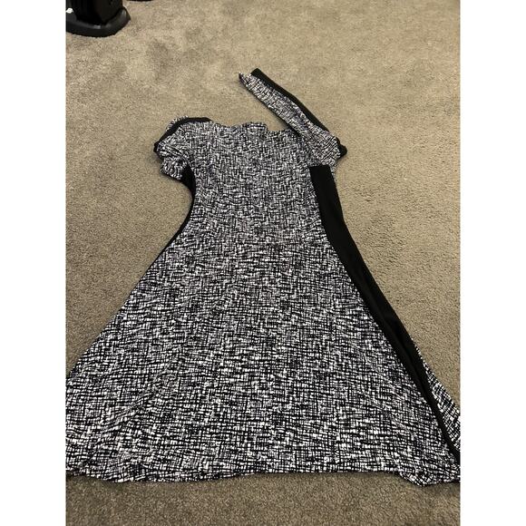 Lauren Ralph Lauren Womens Black/White Abstract Long Sleeve A-Line Dress Size 12 - Picture 5 of 6